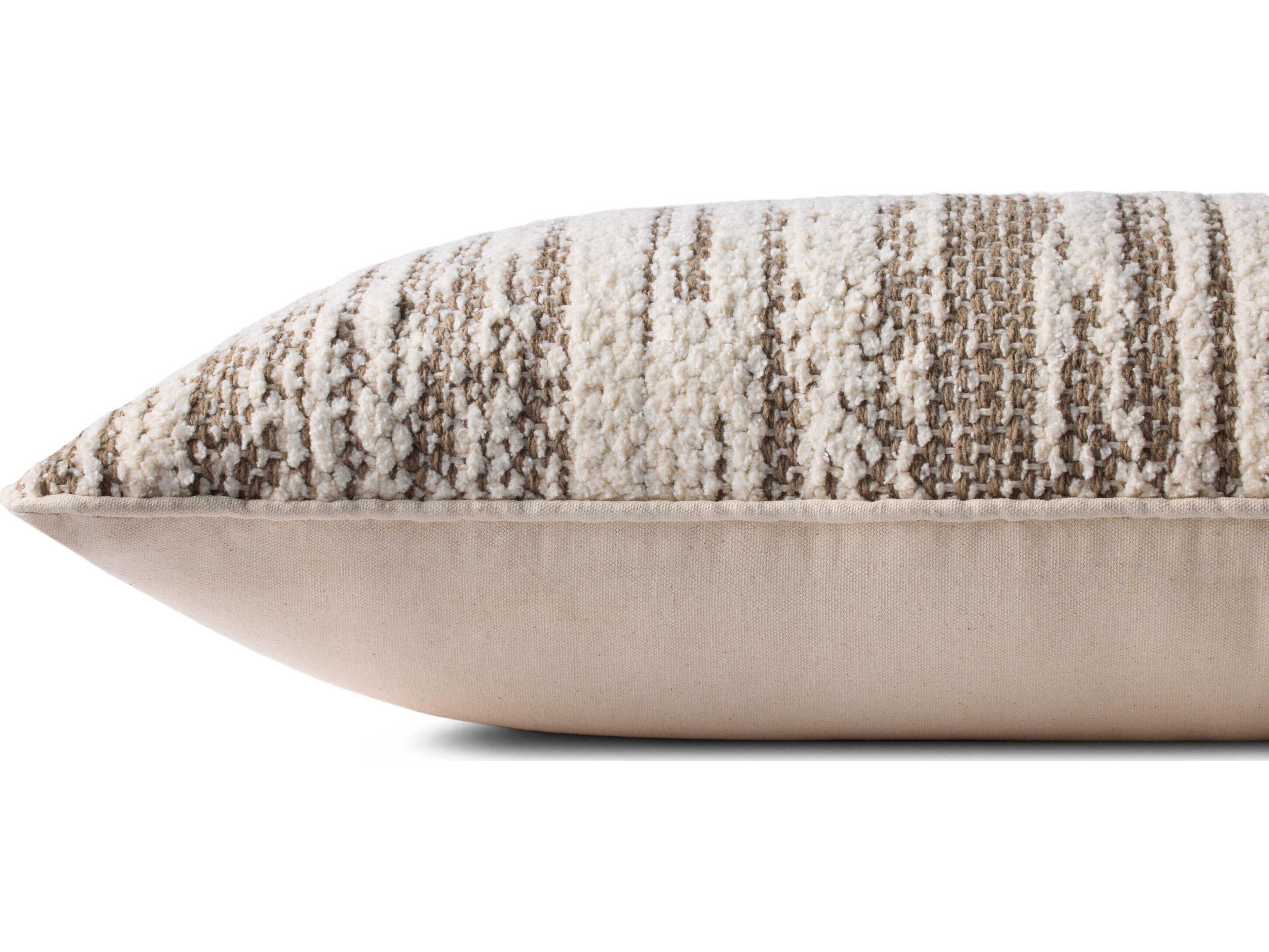 Loloi Rugs Dark Taupe Ivory 35" x 13" Pillow