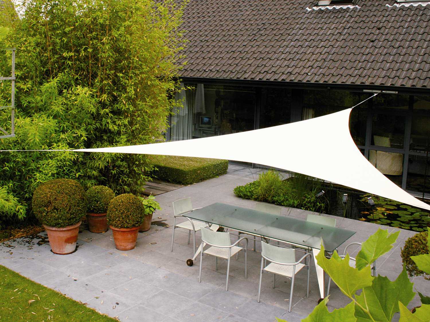 Luxury Umbrellas Ingenua 13 Foot Triangular Anodized Aluminum Shade Sail Patio Umbrella
