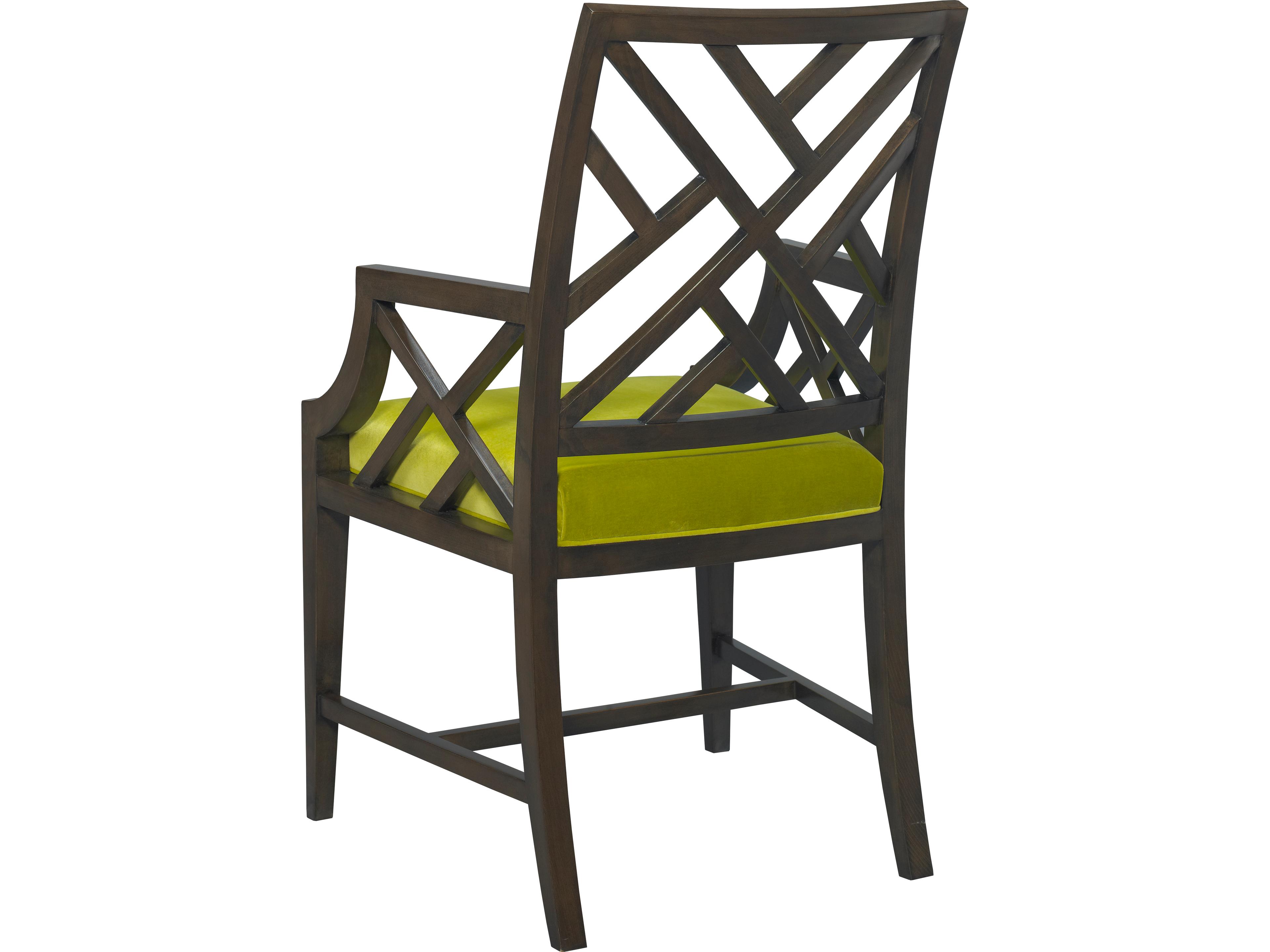 Lillian August Upholstery Glenn Walnut Wood Brown Upholstered Arm Dining Chair