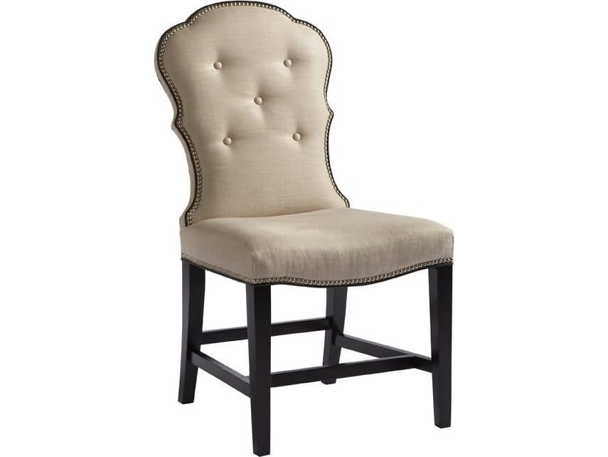 Lillian August Upholstery Arden Park Walnut Wood Beige Upholstered Side Dining Chair