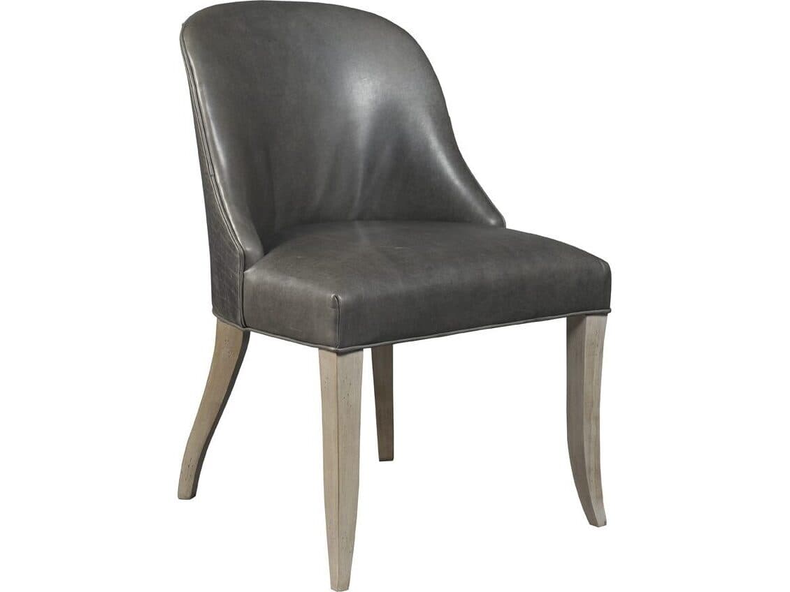 Lillian August Upholstery Gray Leather Side Dining Chair