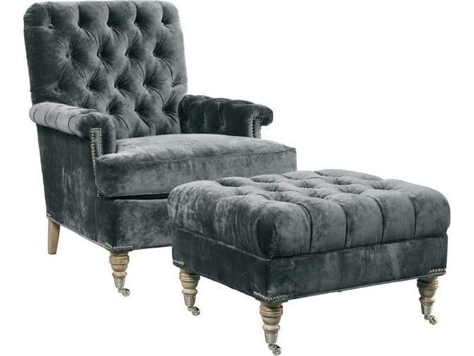 Lillian August Upholstery Blazer Rolling Fabric Tufted Accent Chair