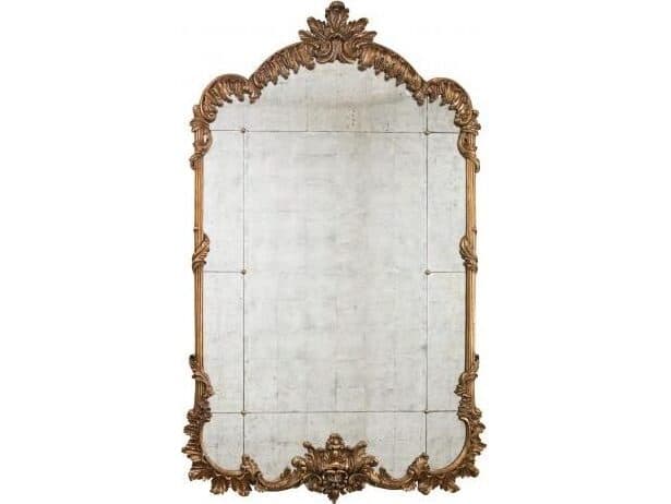 Lillian August Casegoods Vintage Gold Leaf Eglomise Mirror Wall Vertical