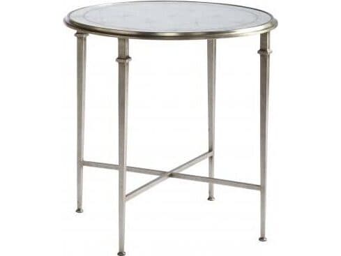 Lillian August Classics Barlow Round Aged Silver Leaf Eglomise End Table