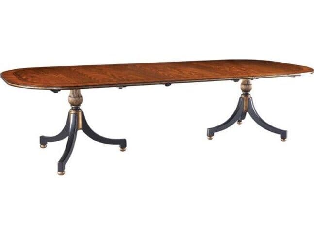Lillian August Classics Wessex - Extendable Oval Wood Swirl Mahogany Ebony Rubbed Black Antique Gold Dining Table