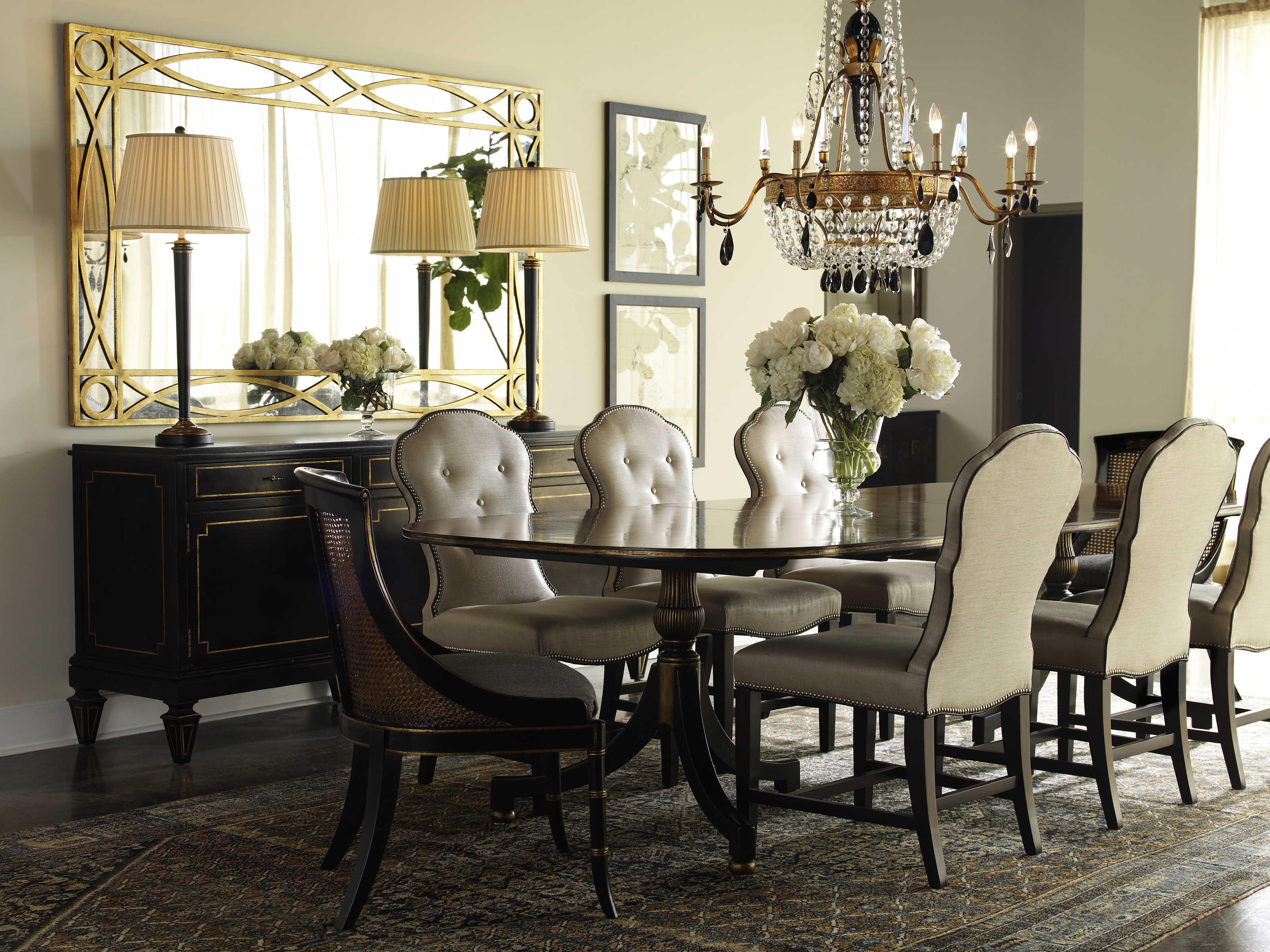 Lillian August Classics Wessex - Extendable Oval Wood Swirl Mahogany Ebony Rubbed Black Antique Gold Dining Table