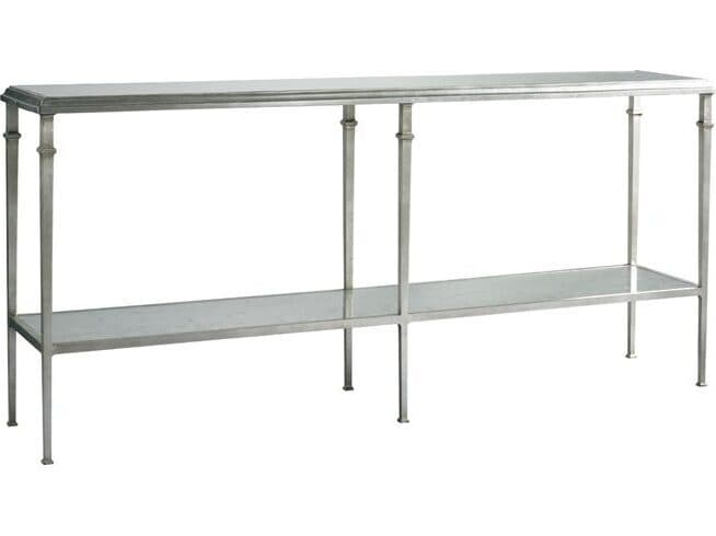 Lillian August Classics Tria Rectangular Aged Silver Eglomise Mirror Console Table