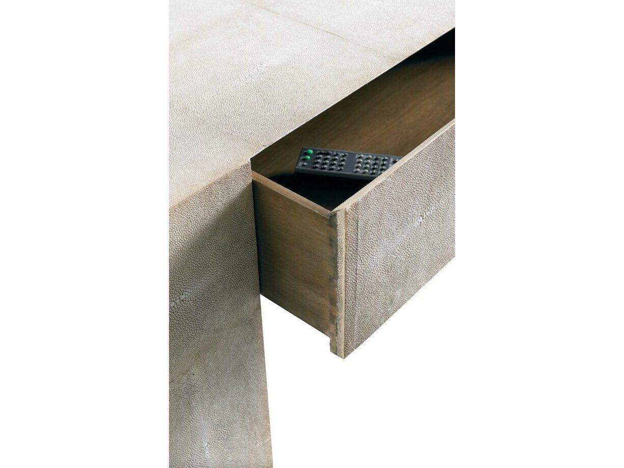 Lillian August Modern Archives Gavin Square Leather Pearl White Shagreen Cocktail Table