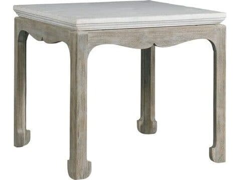 Lillian August Antiquaire Remy Square White Stone Weathered Wood End Table