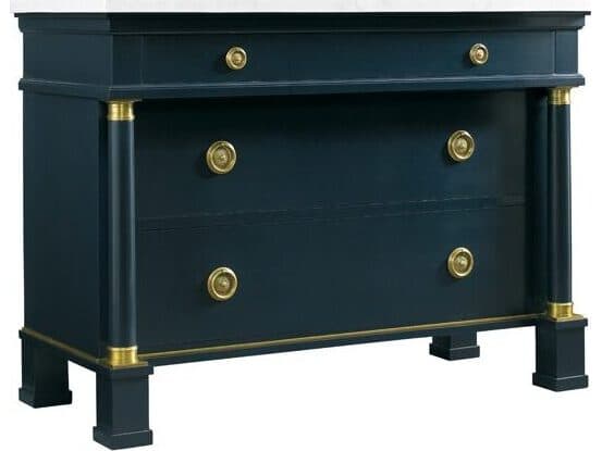 Lillian August Classics Hartman White Marble Cobalt Solid Brass Blue Hardwood Accent Chest