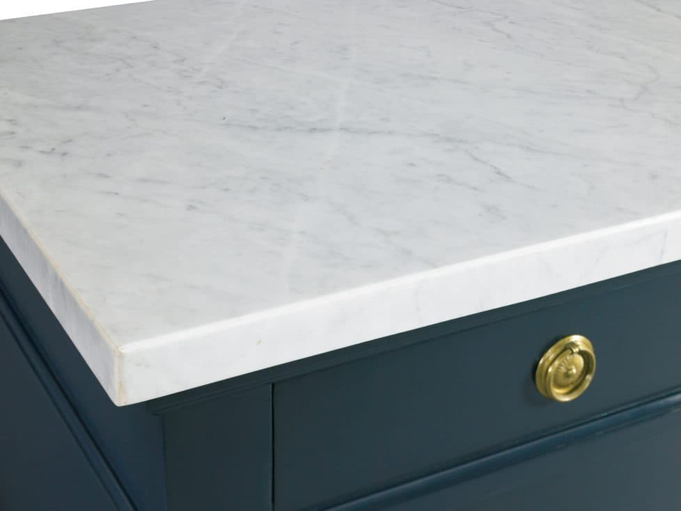 Lillian August Classics Hartman White Marble Cobalt Solid Brass Blue Hardwood Accent Chest