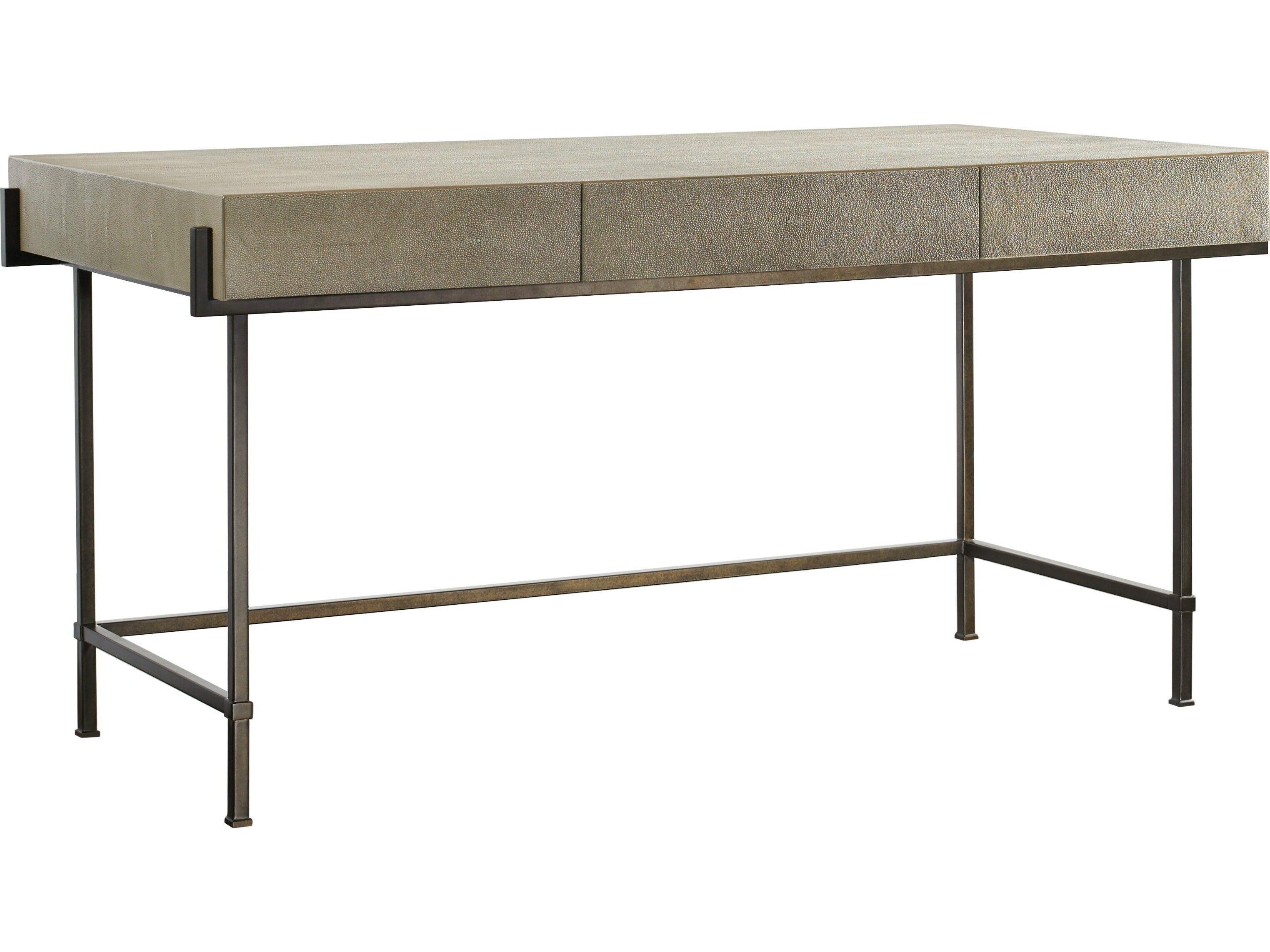 Lillian August Modern Archives Simone Taupe Shagreen Bronze Gray Secretary Desk