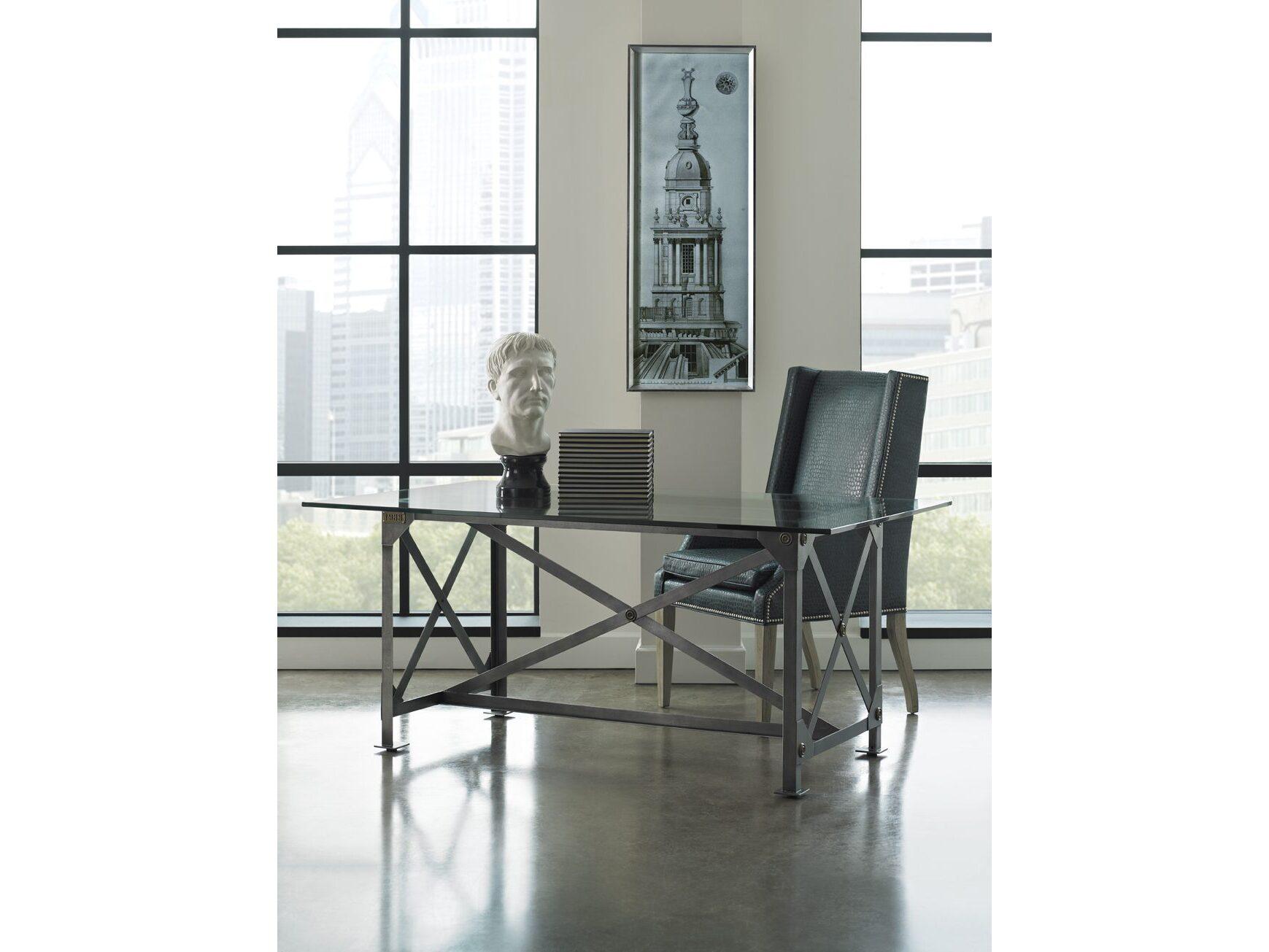 Lillian August Upholstery Orange Leather Arm Dining Chair