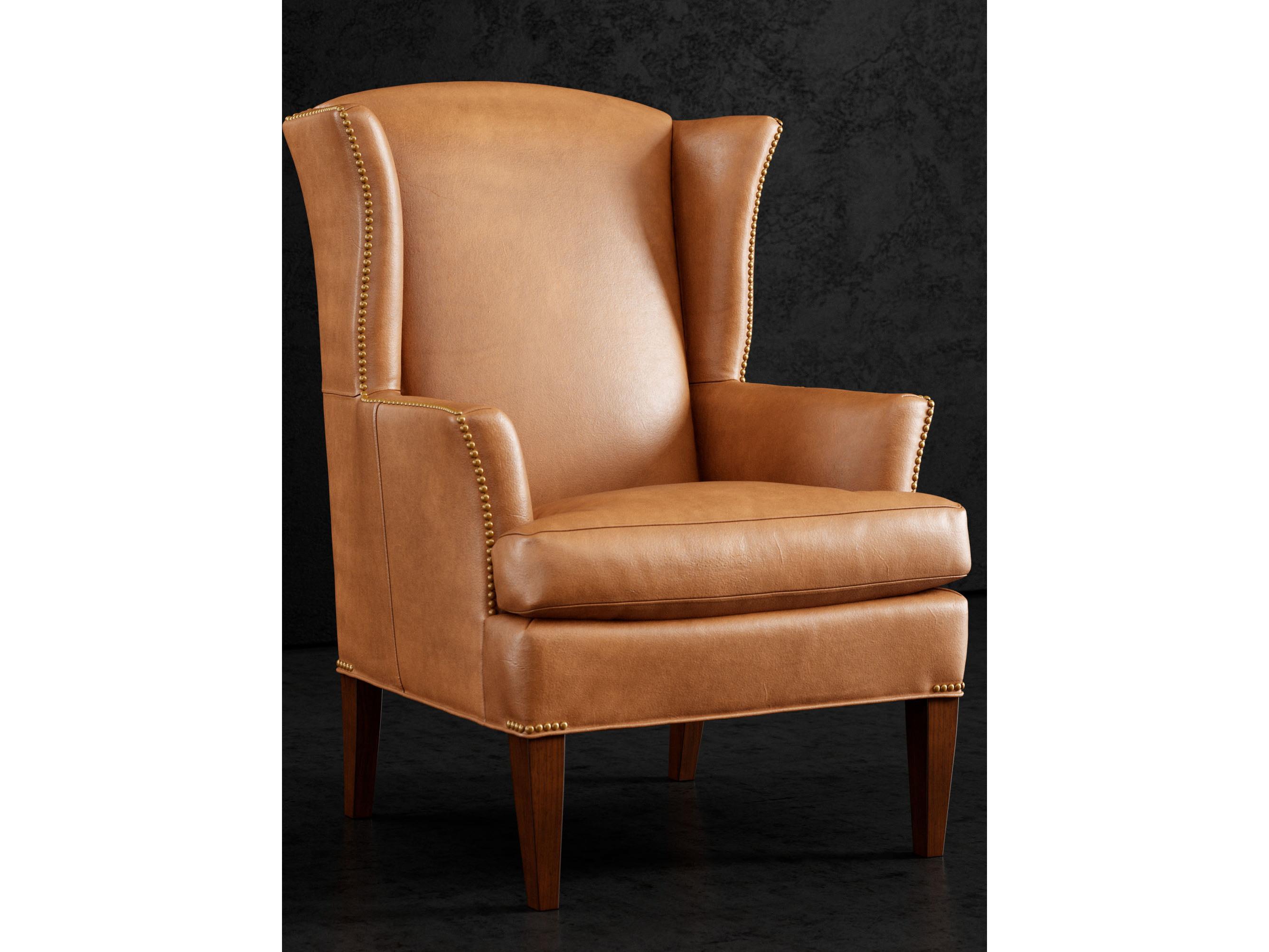 Lillian August Upholstery Leather Edwardian Accent Chair