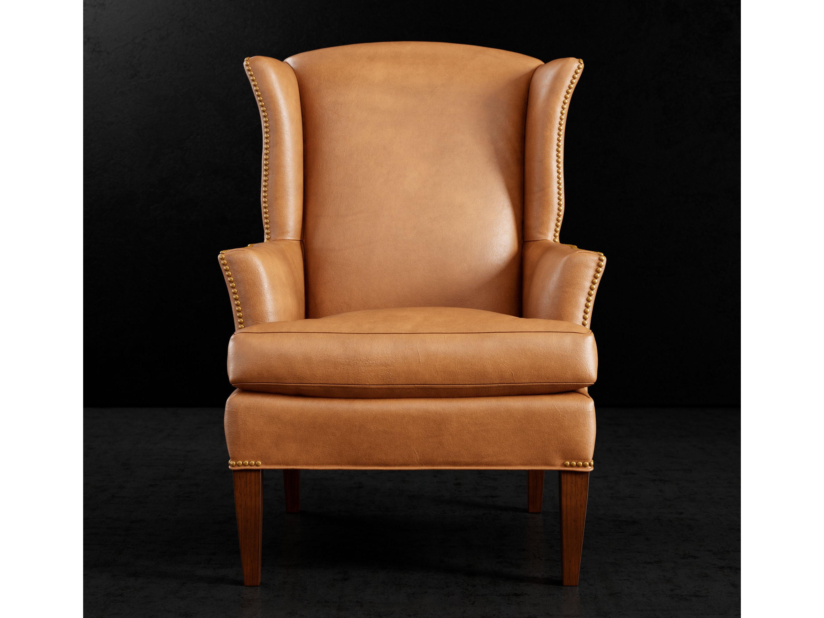 Lillian August Upholstery Leather Edwardian Accent Chair
