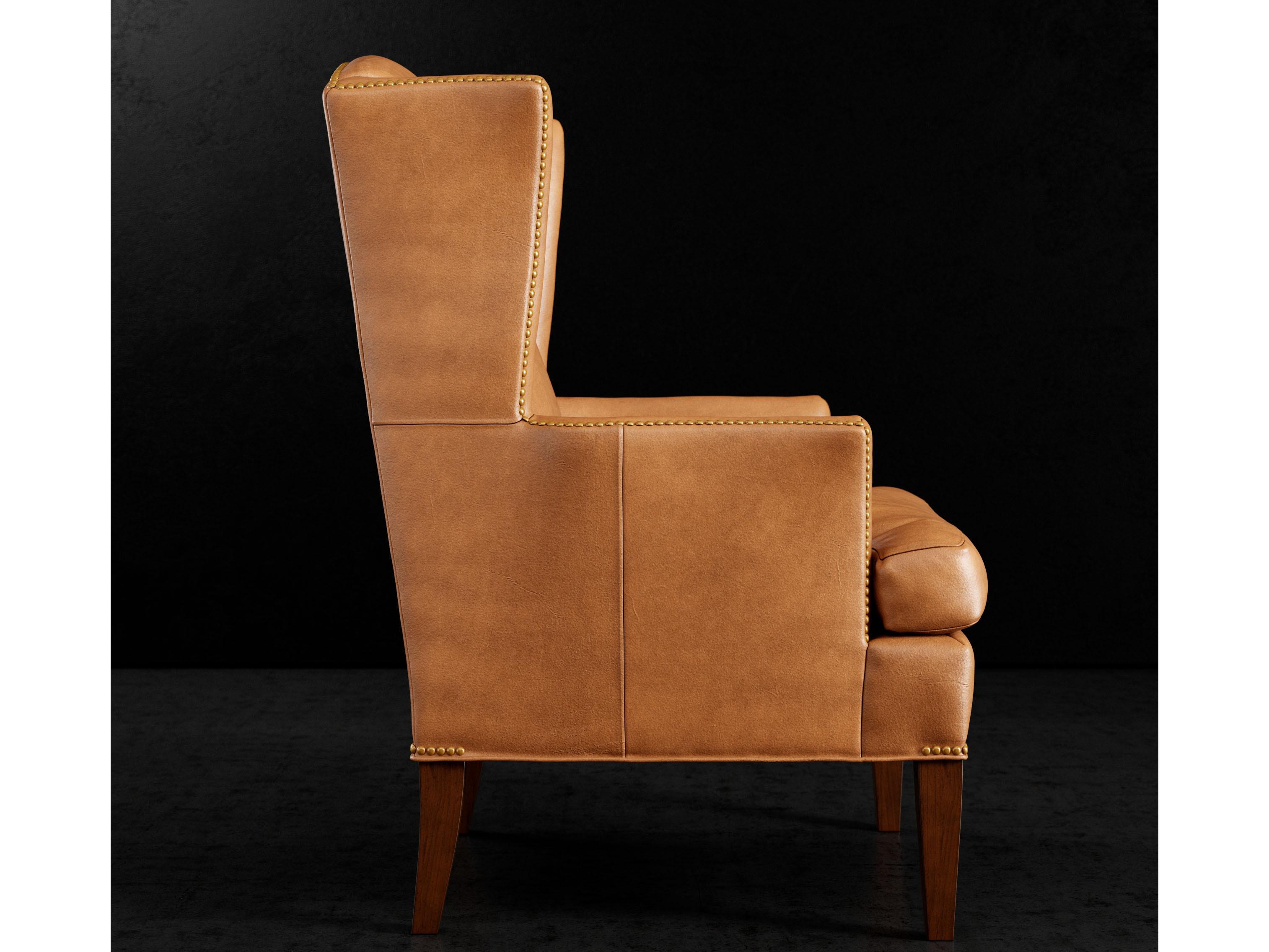 Lillian August Upholstery Leather Edwardian Accent Chair