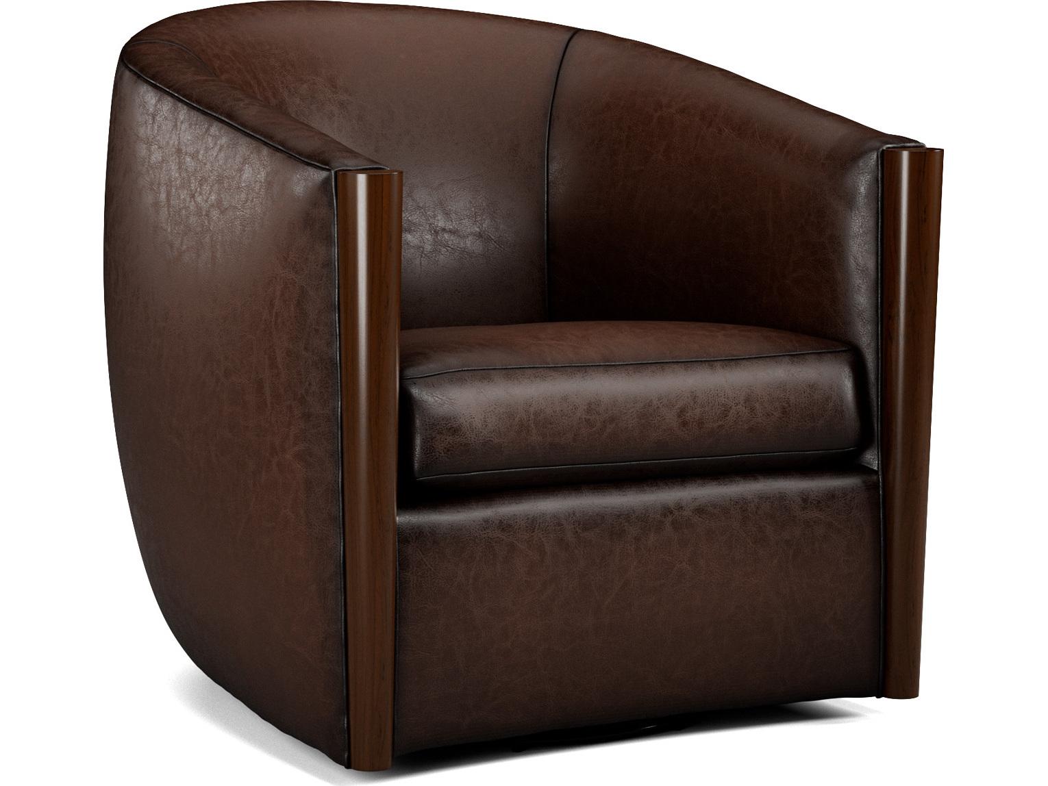 Lillian August Upholstery Leather Wilson Swivel Accent Chair