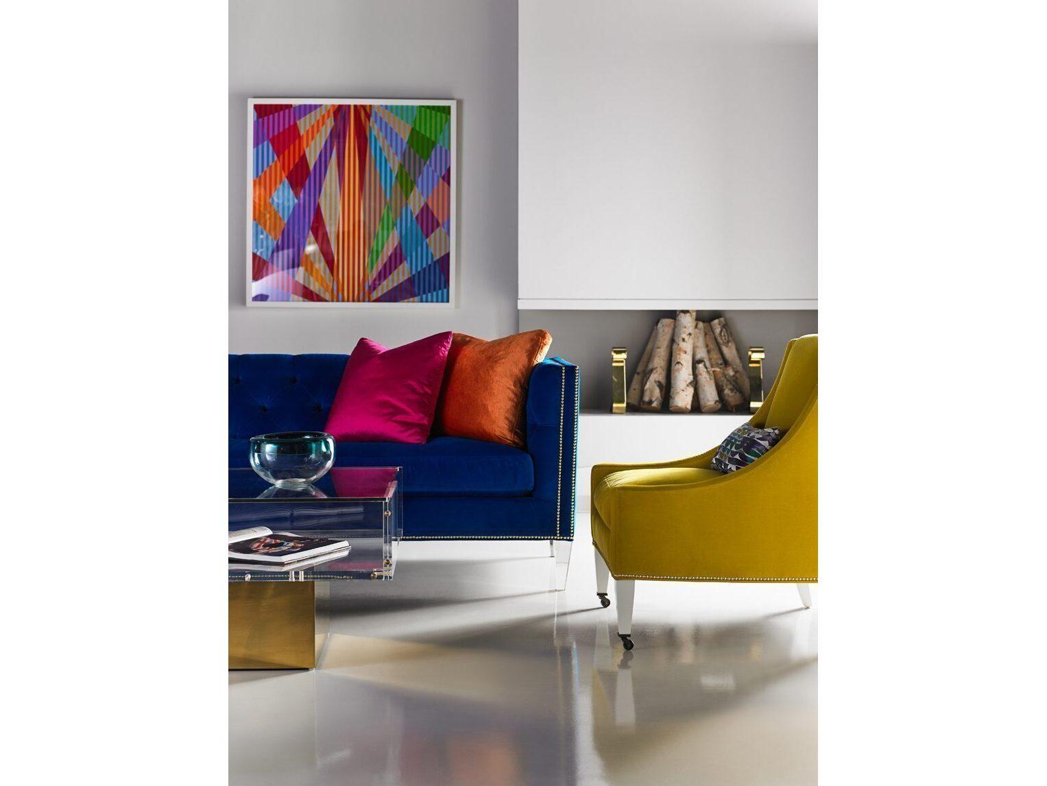 Lillian August Upholstery Leather Wright Modern Sofa