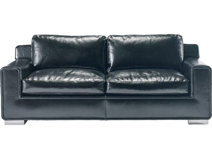 Lillian August Upholstery Deal Black Clear Lacquer Leather Sofa