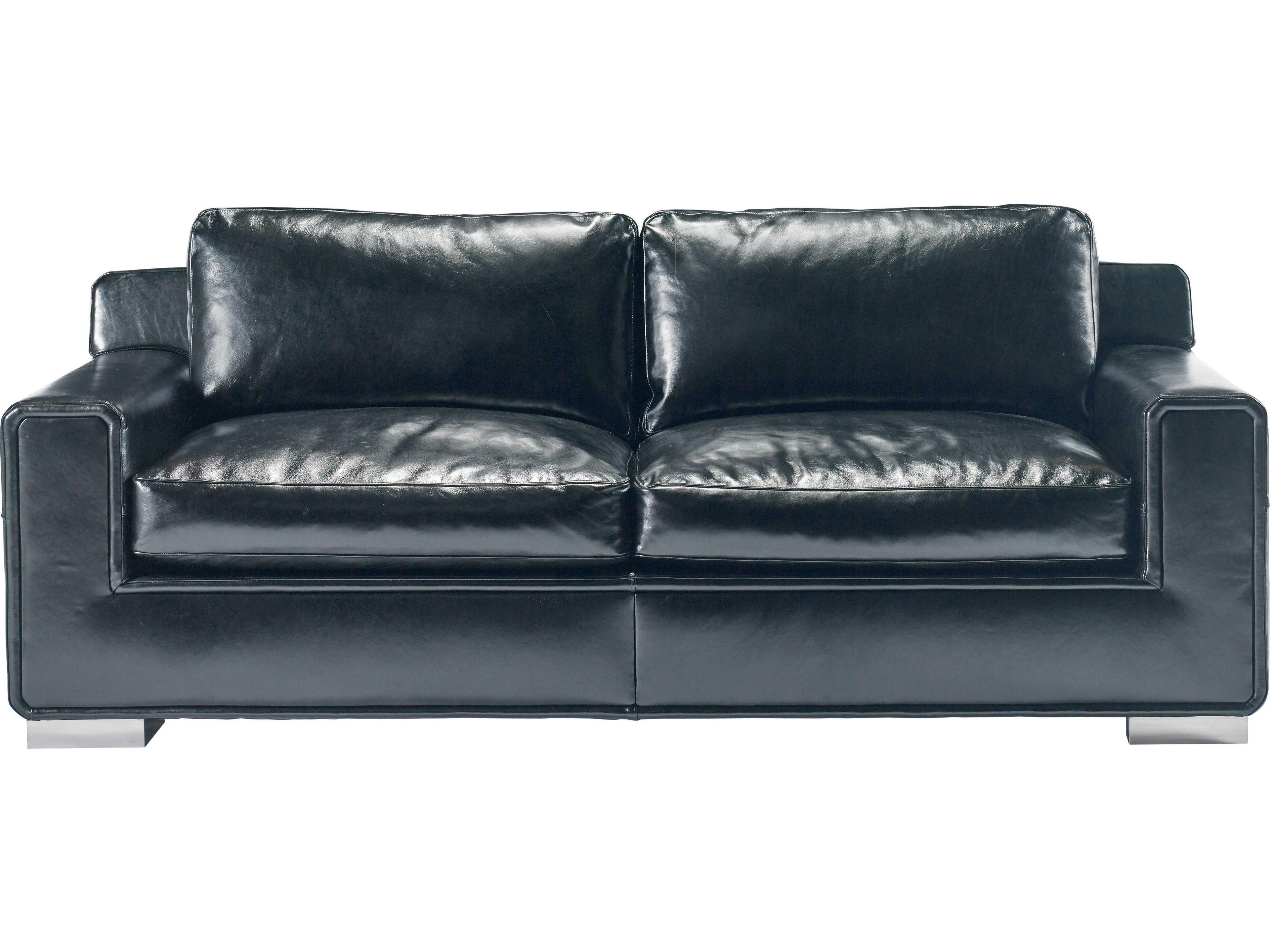 Lillian August Upholstery Deal Black Clear Lacquer Leather Sofa