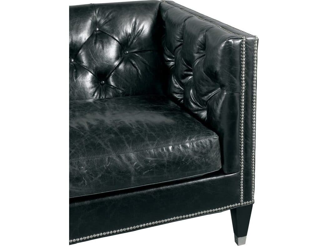 Lillian August Upholstery Gorran Coal Black Leather Sofa