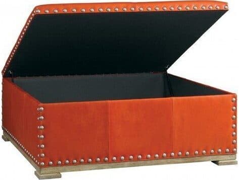 Lillian August Upholstery Cheshire Poppy Limewood Leather Ottoman