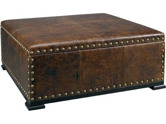 Lillian August Upholstery Cheshire Poppy Limewood Leather Ottoman