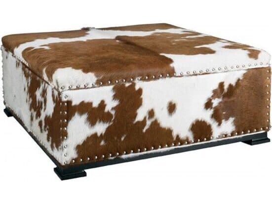 Lillian August Upholstery Cheshire Poppy Limewood Leather Ottoman