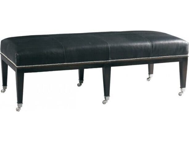 Lillian August Upholstery Cheshire Black Tudor Leather Accent Bench
