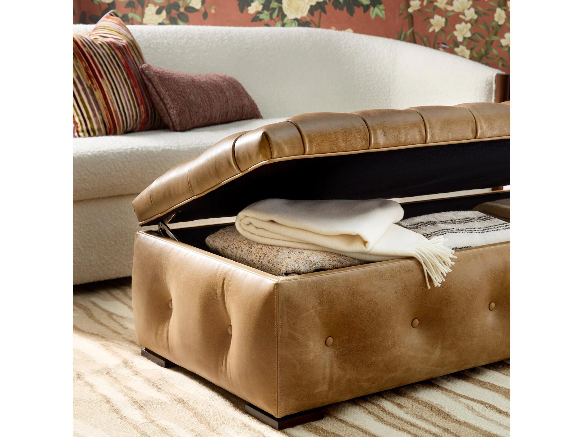 Lillian August Bradley Leather Storage Ottoman