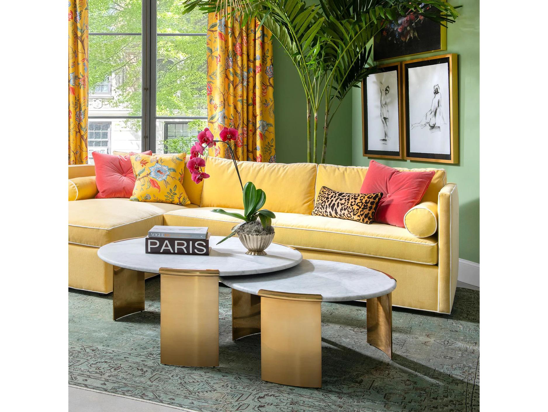 Lillian August Chloe Round Marble Top Coffee Table