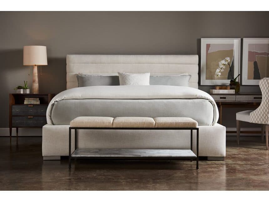 Lillian August Modern Living Dolce Ivory Mineral Gray Upholstered Queen Platform Bed