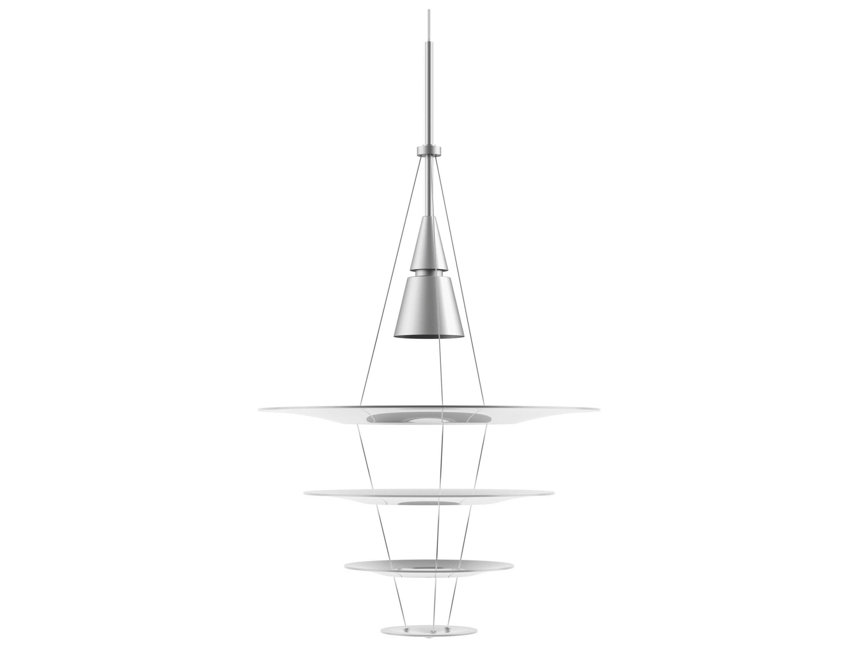Louis Poulsen Enigma 1-Light Brushed Aluminum Silver Tiered Pendant