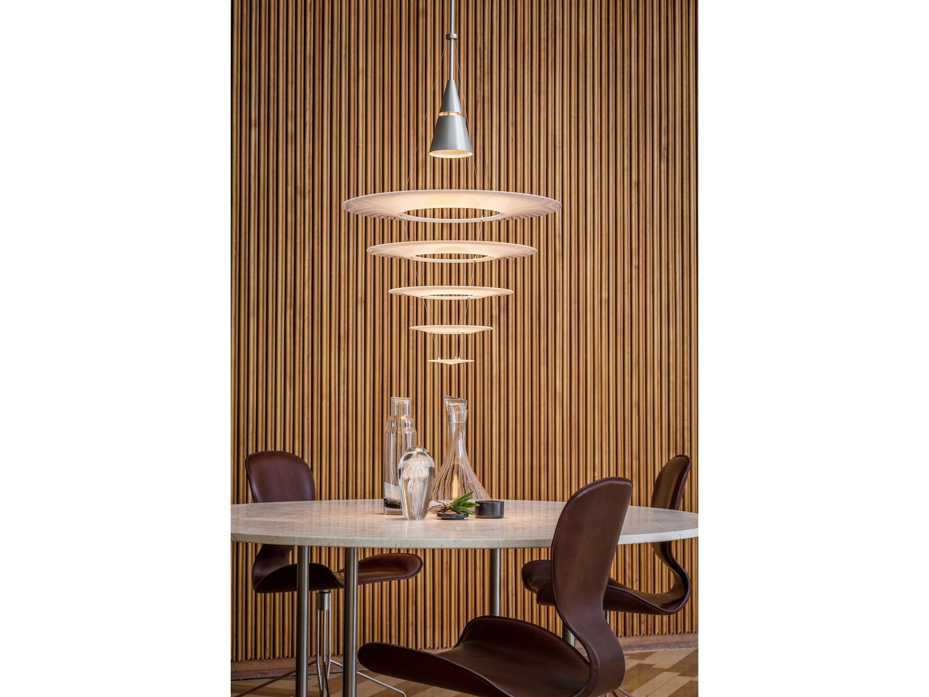 Louis Poulsen Enigma 1-Light Brushed Aluminum Silver Tiered Pendant