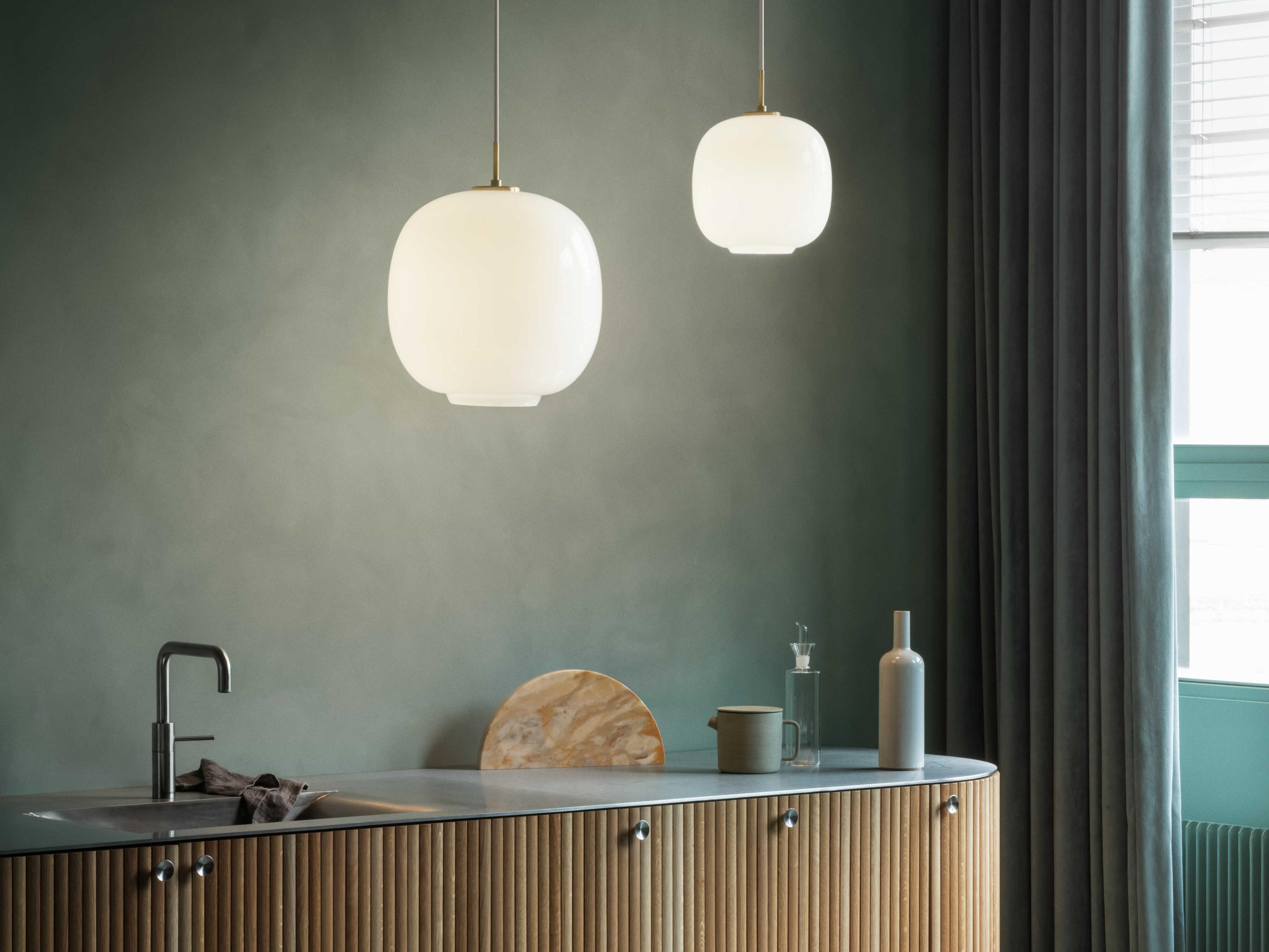 Louis Poulsen VL Radio 1-Light Brass Glossy Opal White Round Mini Pendant