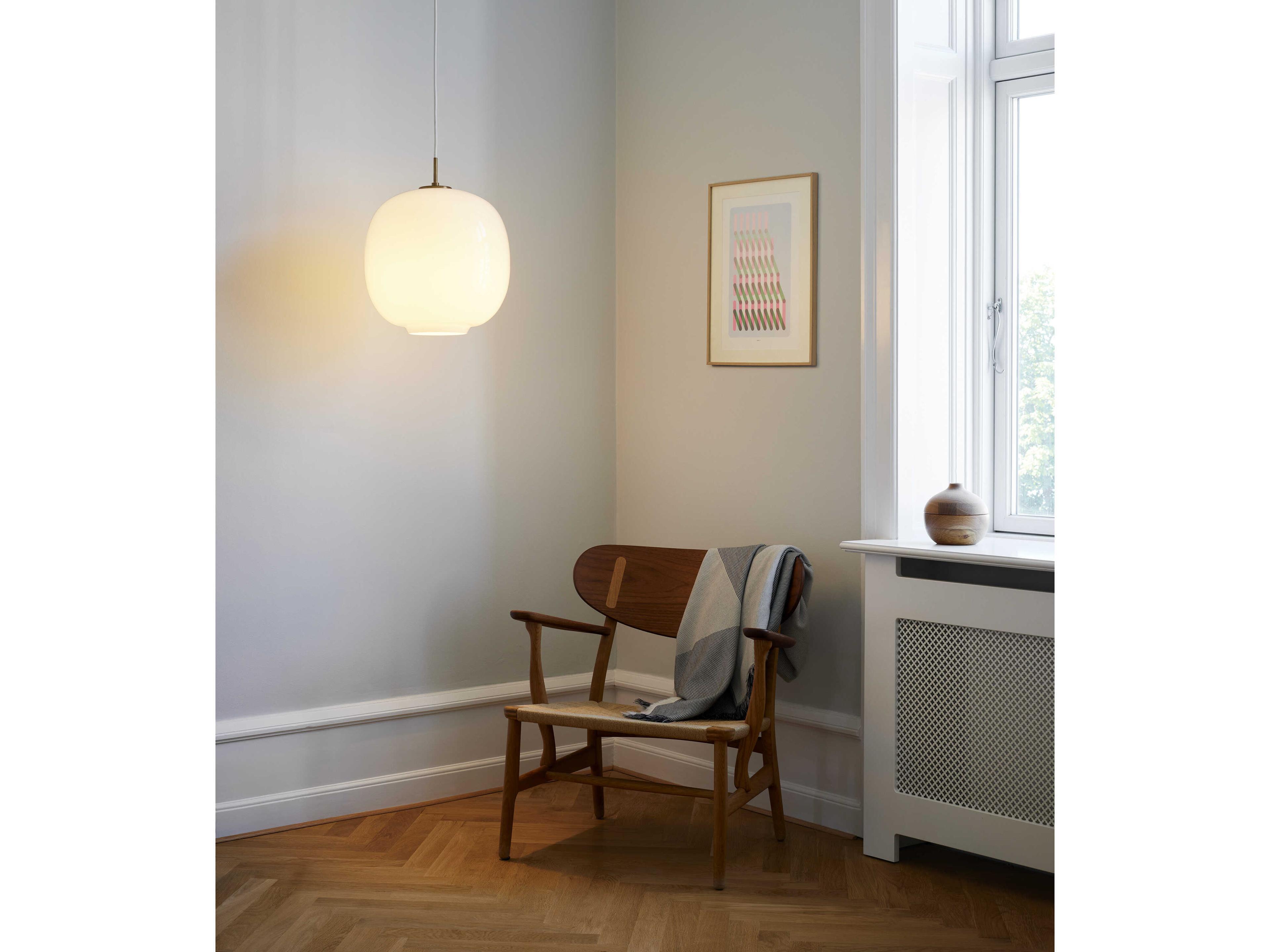 Louis Poulsen VL Radio 1-Light Brass Glossy Opal White Round Pendant