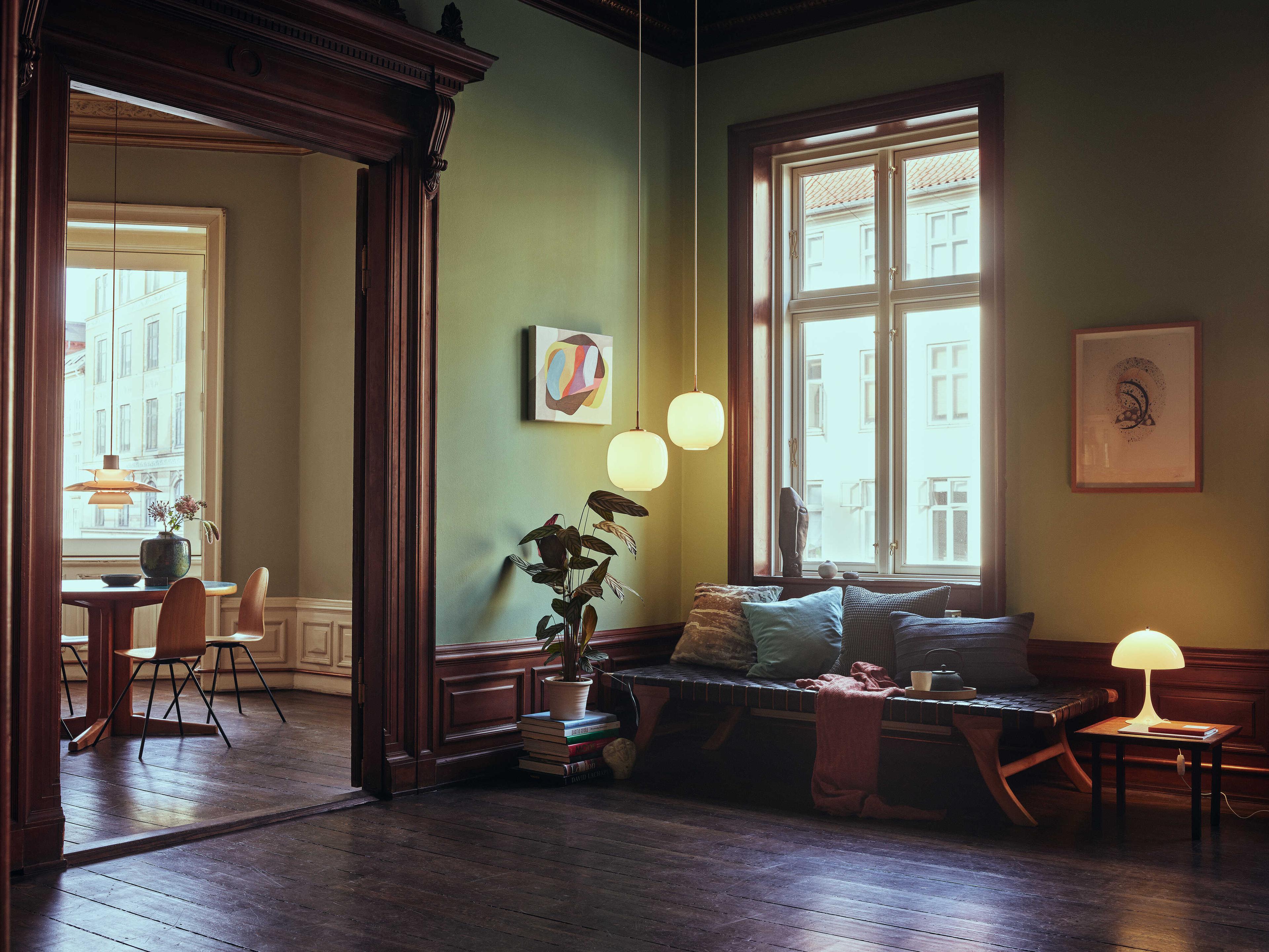 Louis Poulsen VL Radio 1-Light Brass Glossy Opal White Round Mini Pendant