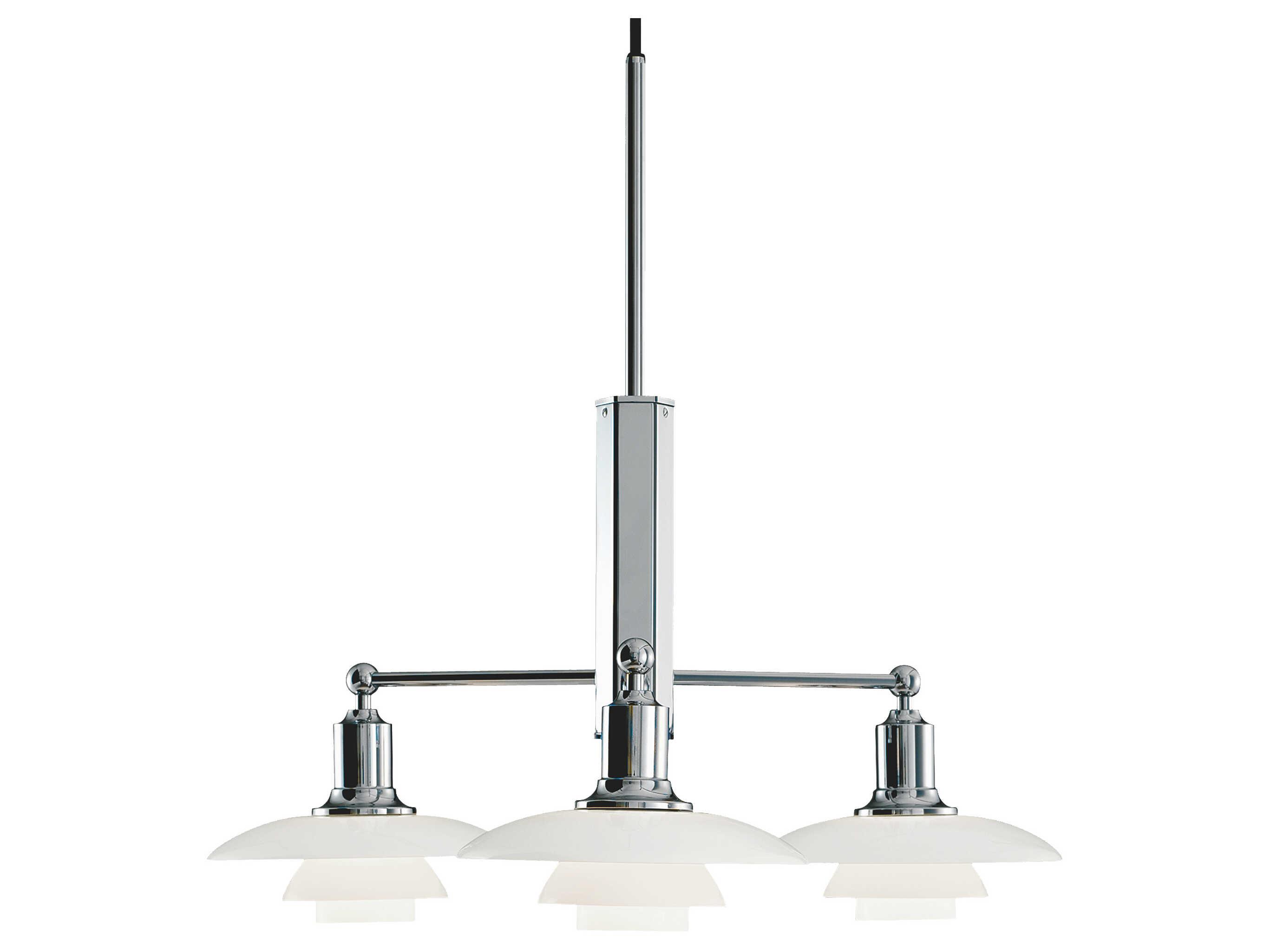 Louis Poulsen PH-2/1 3-Light High Lustre Chrome Plated Chandelier