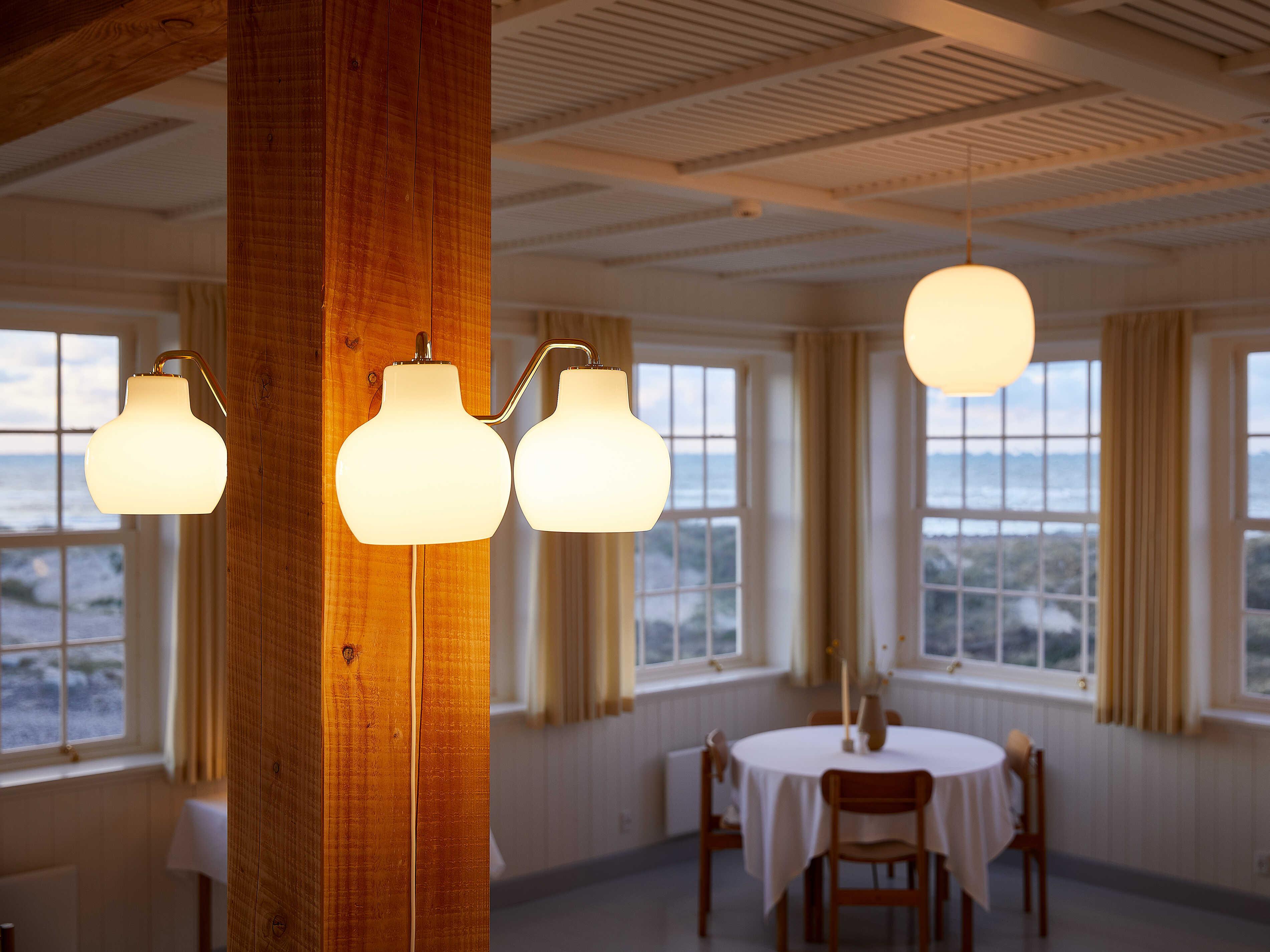 Louis Poulsen VL Ring Crown 2-Light Polished Brass White Wall Sconce