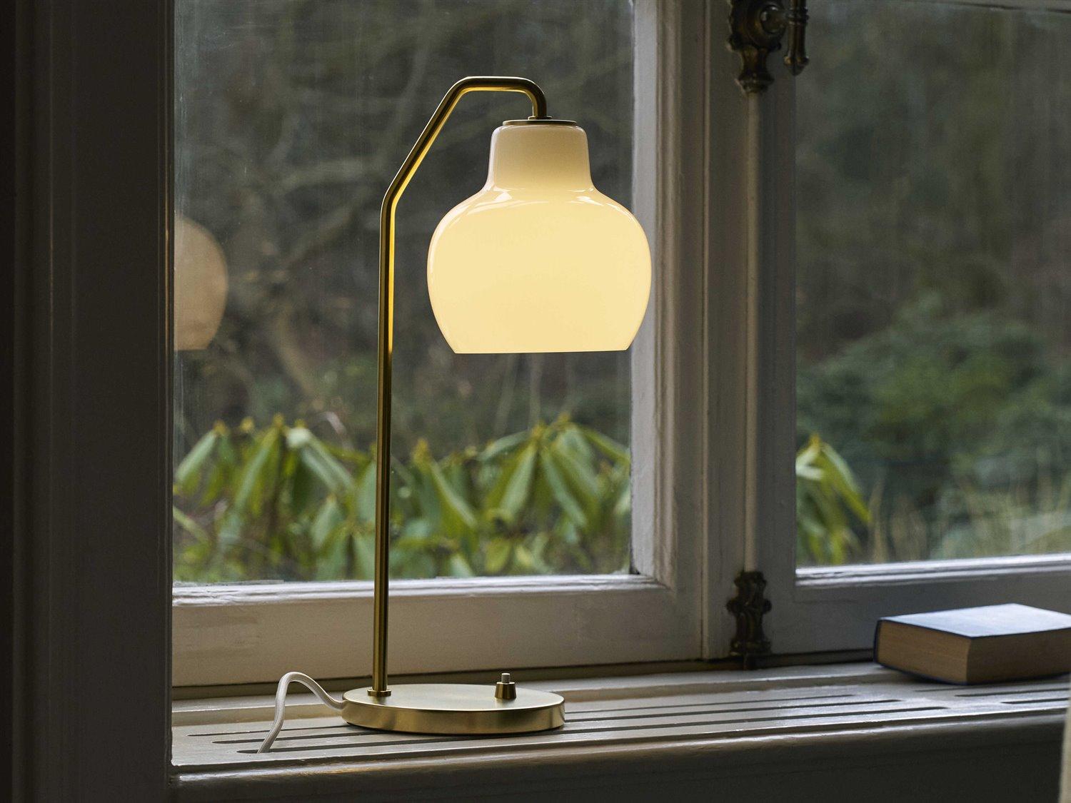 Louis Poulsen VL Ring Opal White Satin Polished Brass Table Lamp