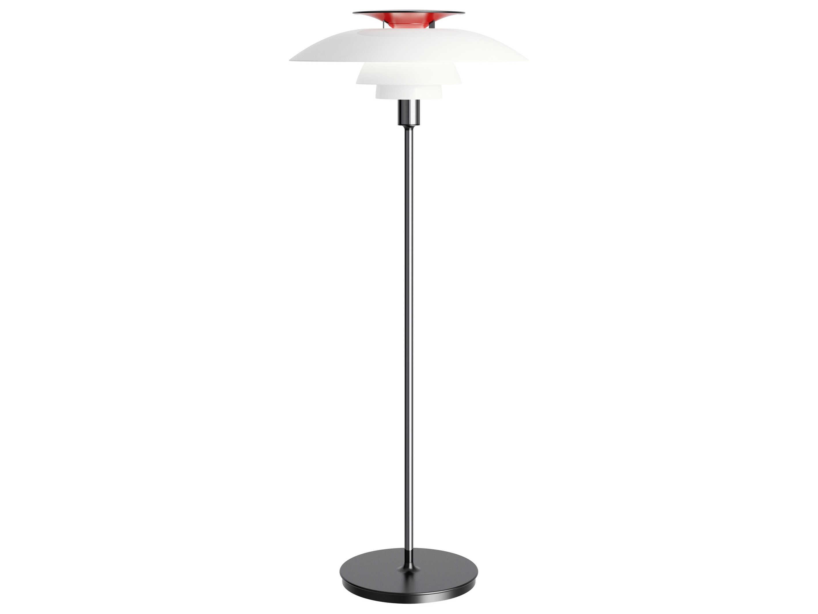 Louis Poulsen PH80 High Pressure Molded White Opal Acrylic Silver Floor Lamp