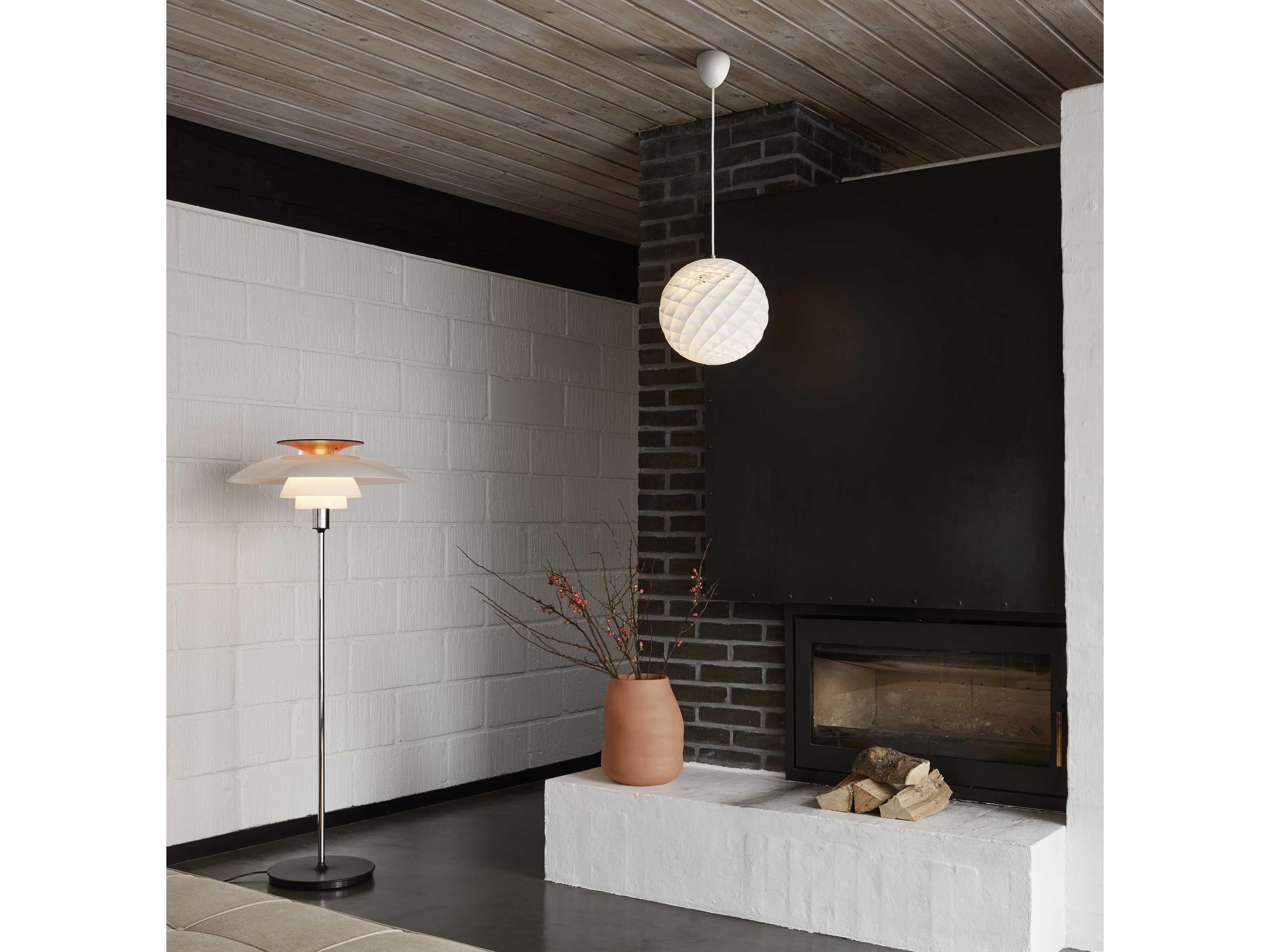 Louis Poulsen PH80 High Pressure Molded White Opal Acrylic Silver Floor Lamp