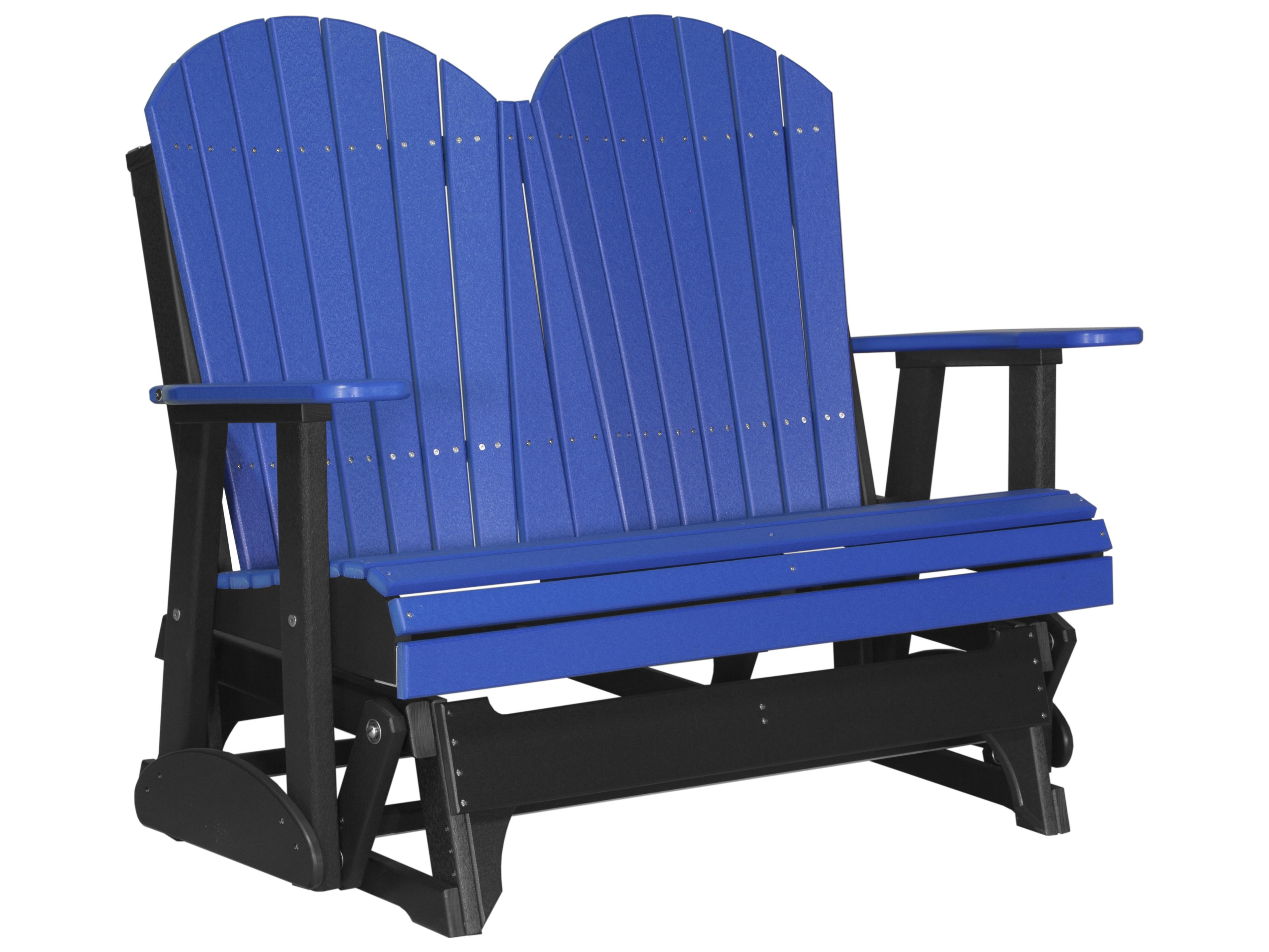 LuxCraft Recycled Plastic Adirondack Glider Outdoor Loveseat
