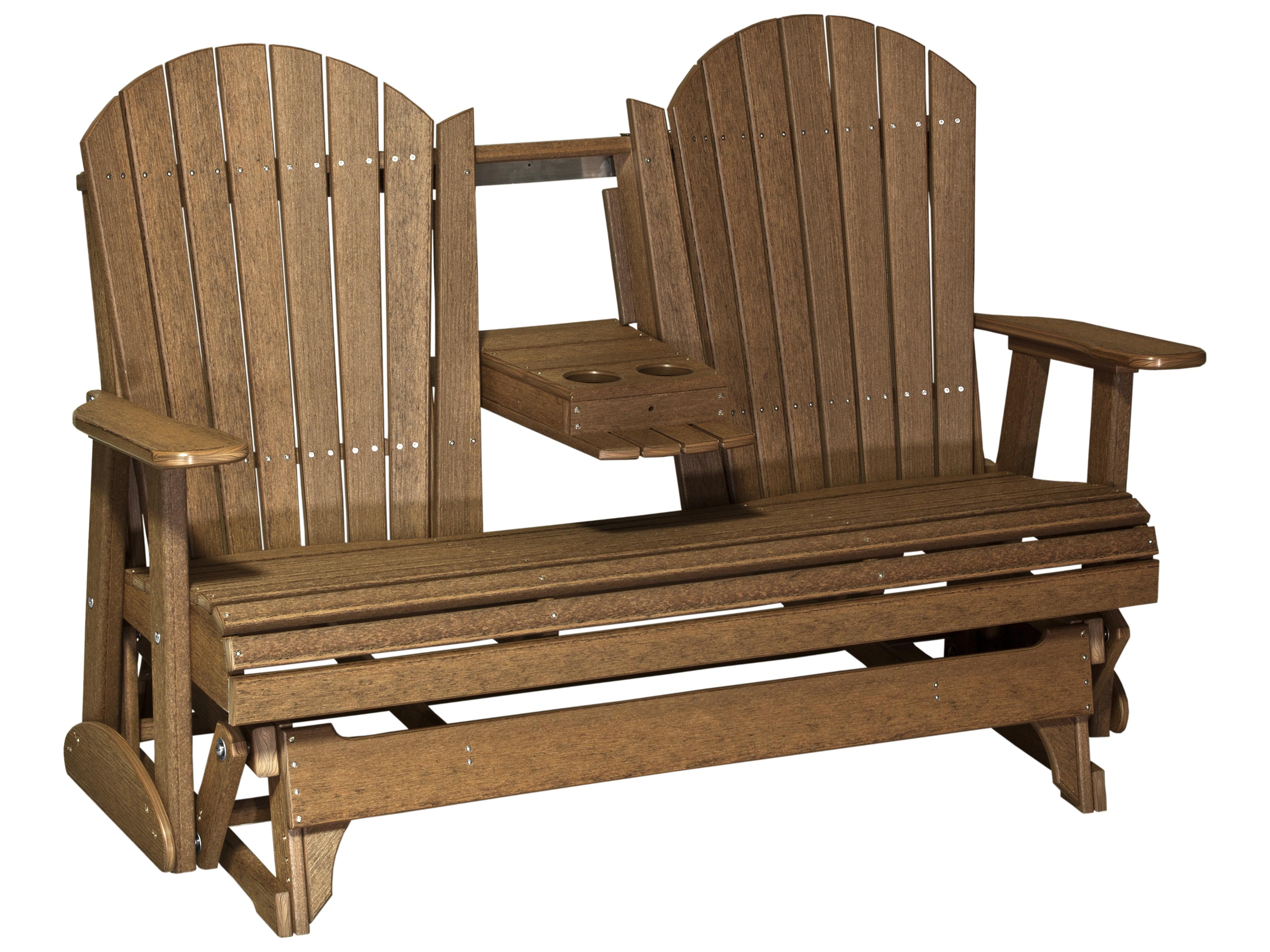 LuxCraft Recycled Plastic Adirondack Glider Outdoor Loveseat