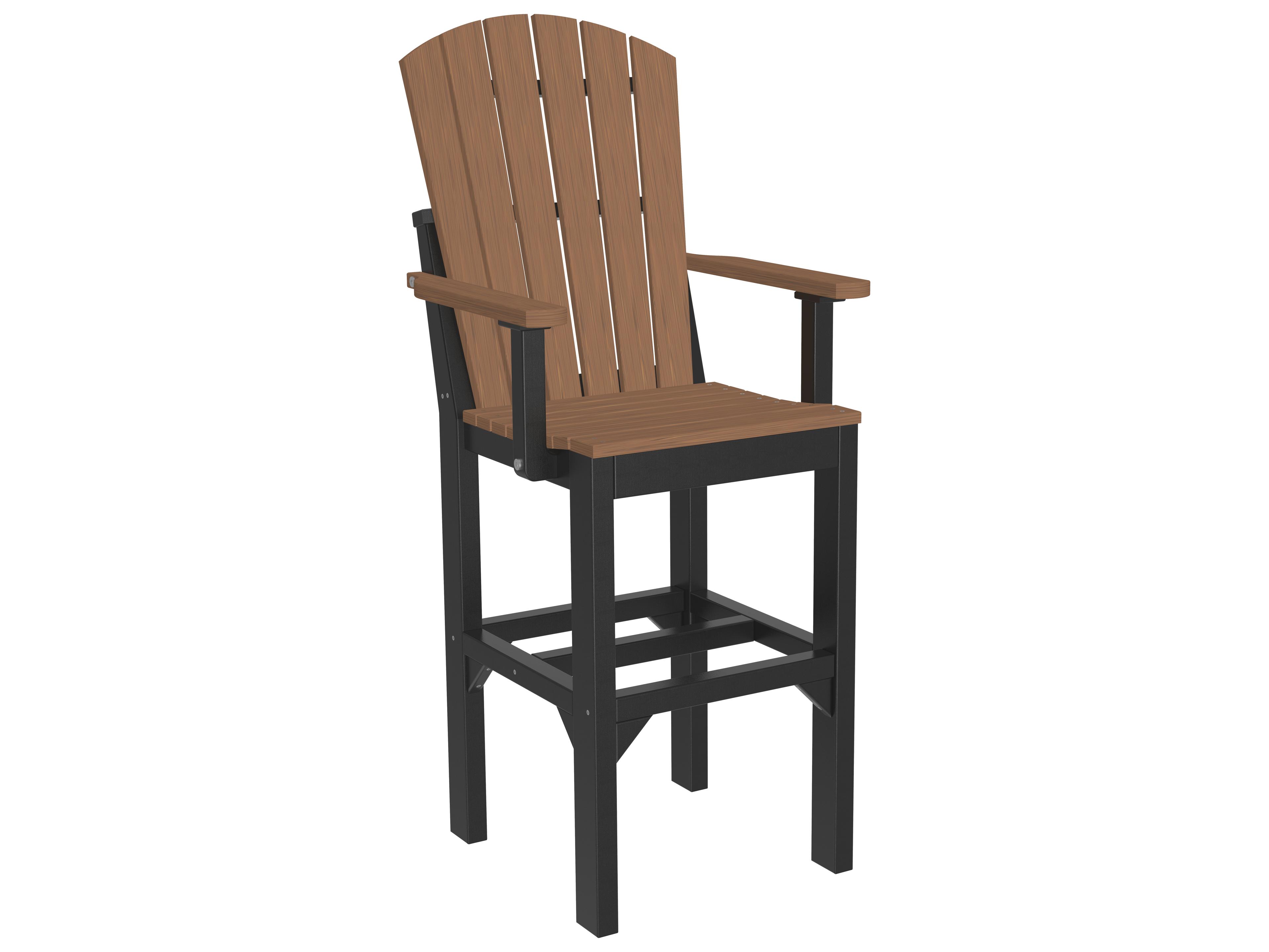 LuxCraft Recycled Plastic Adirondack Bar Height Arm Outdoor Patio Chair