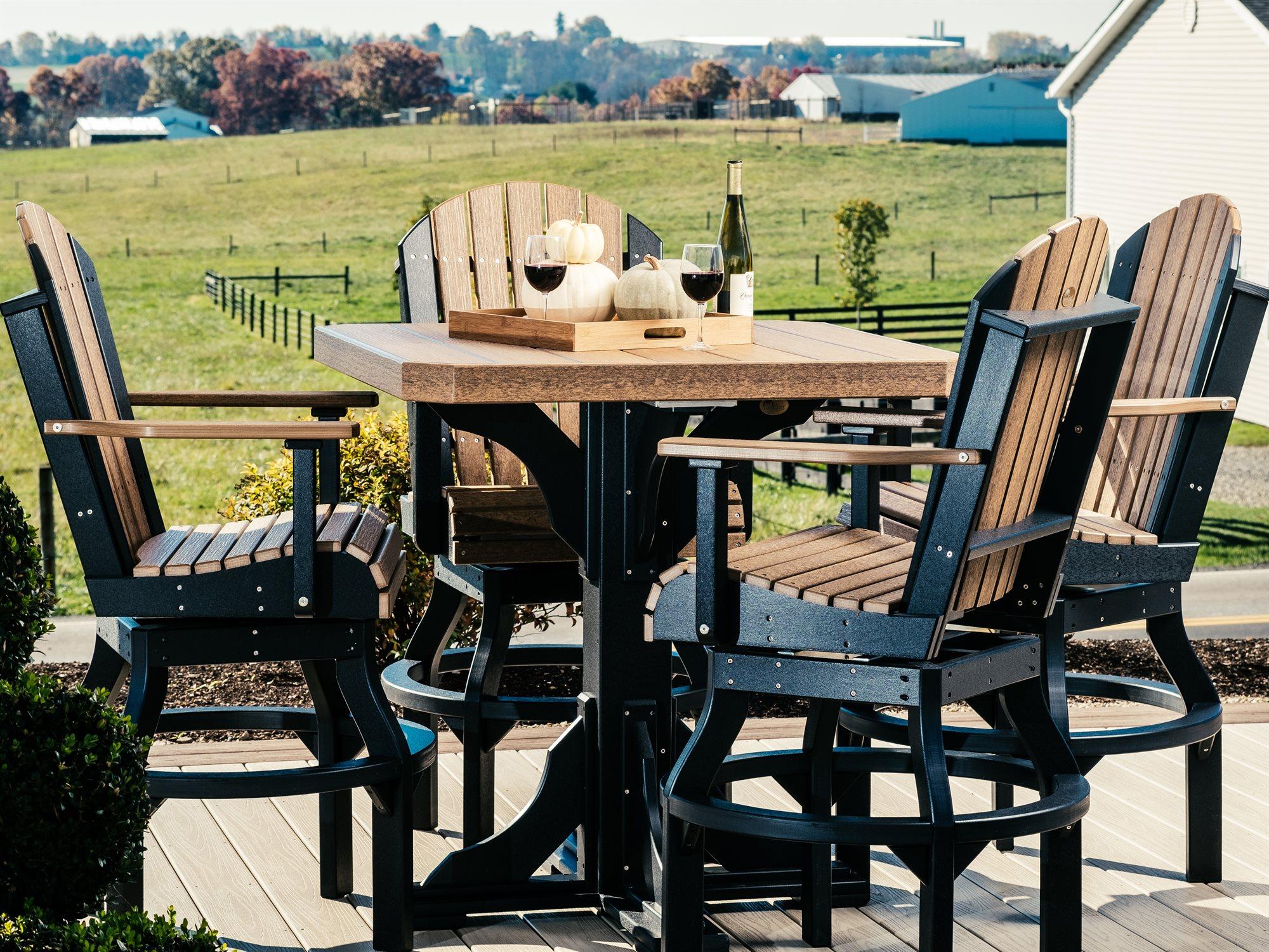 LuxCraft Recycled Plastic Rectangular Table Outdoor Dining Set