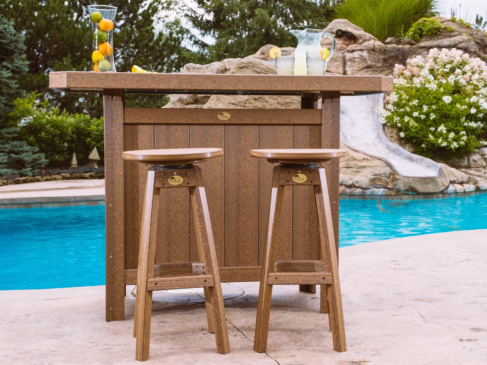 LuxCraft Recycled Plastic Poly Serving Bar Patio Dining Set