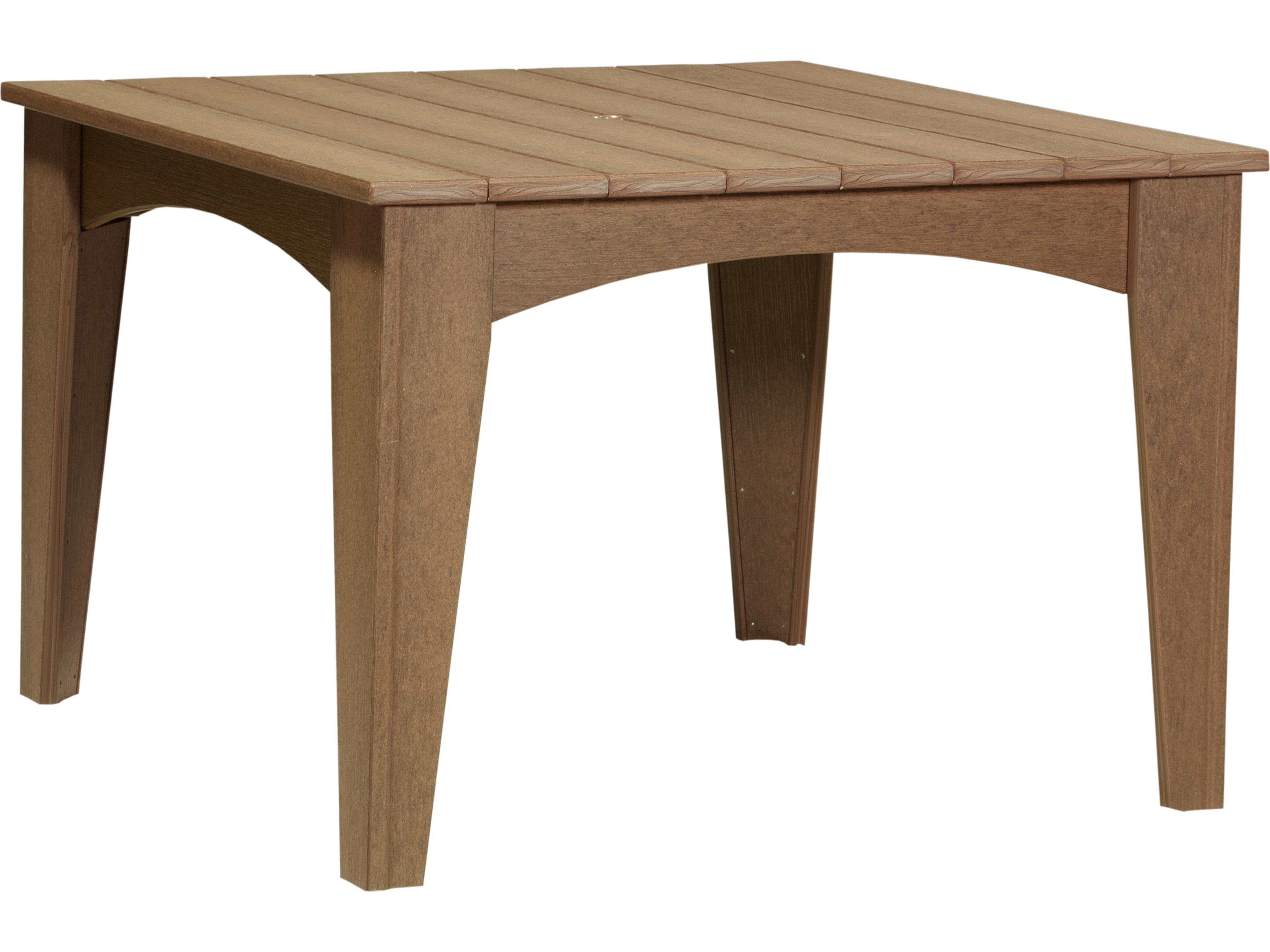 LuxCraft Recycled Plastic Square Island Patio Dining Table with Umbrella Hole