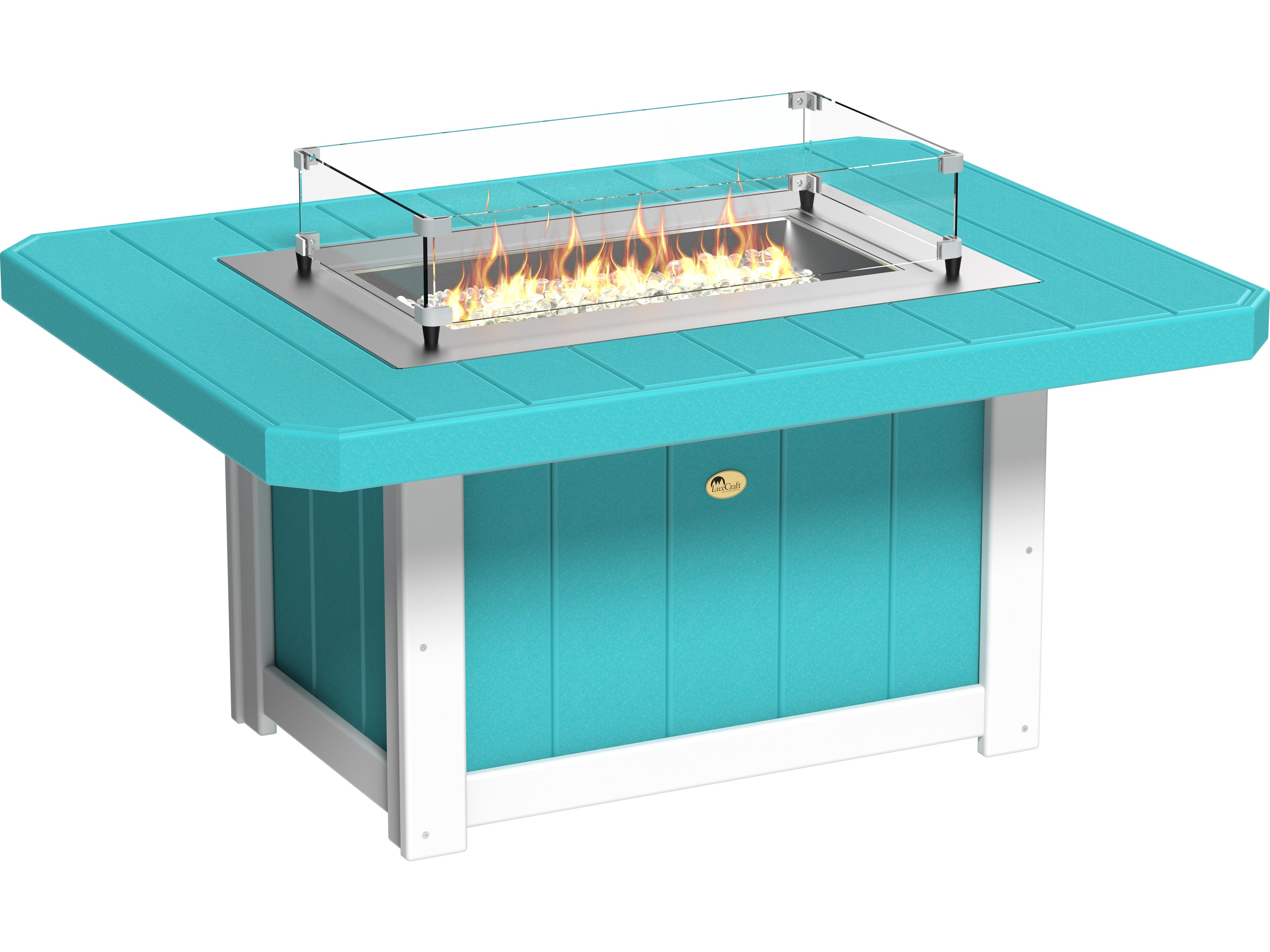 LuxCraft Recycled Plastic Lumin Rectangular Outdoor Fire Pit Table