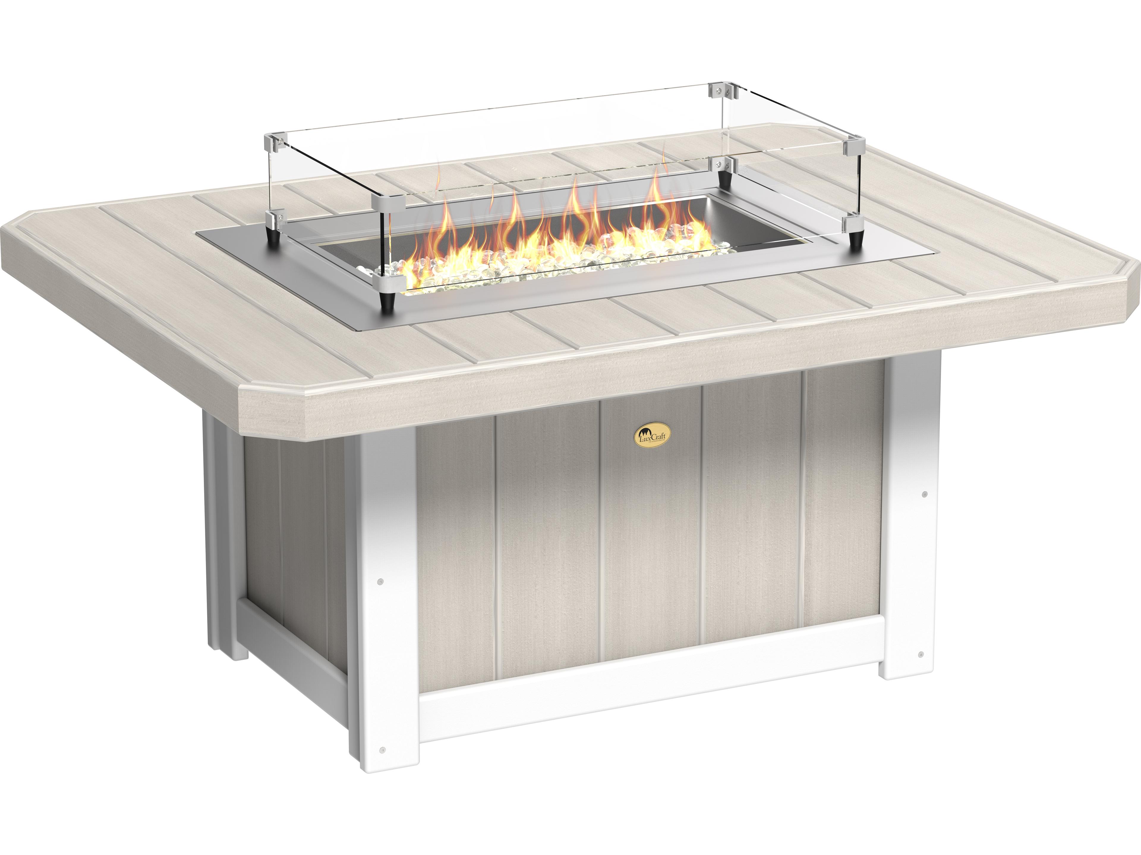 LuxCraft Recycled Plastic Lumin Rectangular Outdoor Fire Pit Table